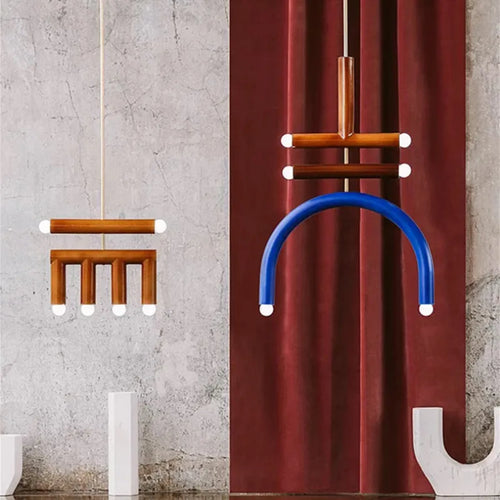 Lustre arc-en-ciel créatif LED Suspension en métal coloré pour chambre salon Restaurant café Art salle à manger suspension