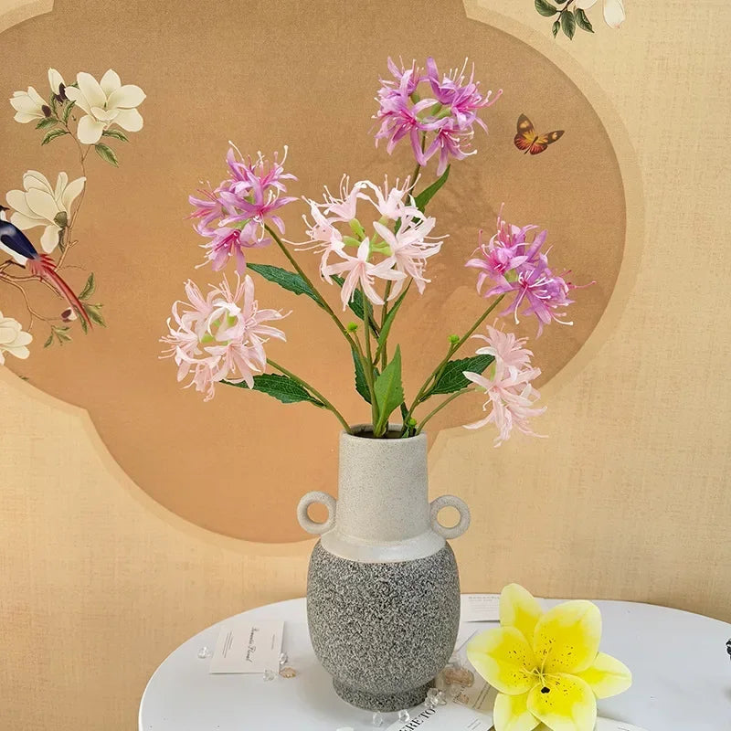 plantes artificielles fleurs en soie décoration intérieure violet 3 fourches - vue 3 sur 13