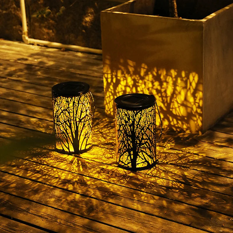 lanterne solaire rétro en fer pour jardin extérieur - vue 5 sur 11