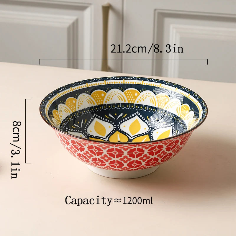 Bol céramique bohème motifs 20 cm soupe ramen - vue 7 sur 7