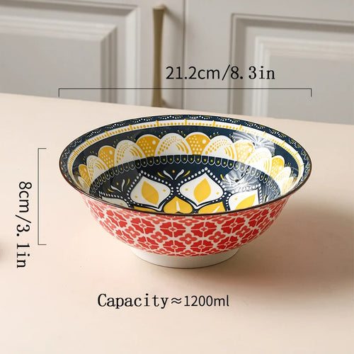 ensemble 4 bols ceramique boheme motifs soupe 20cm