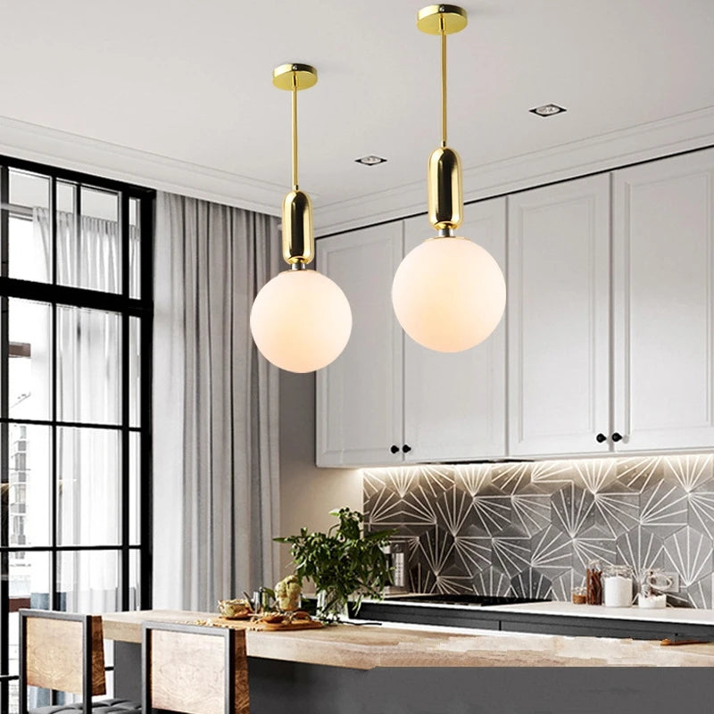 boule de verre moderne suspension lumières led éclairage intérieur décoratif