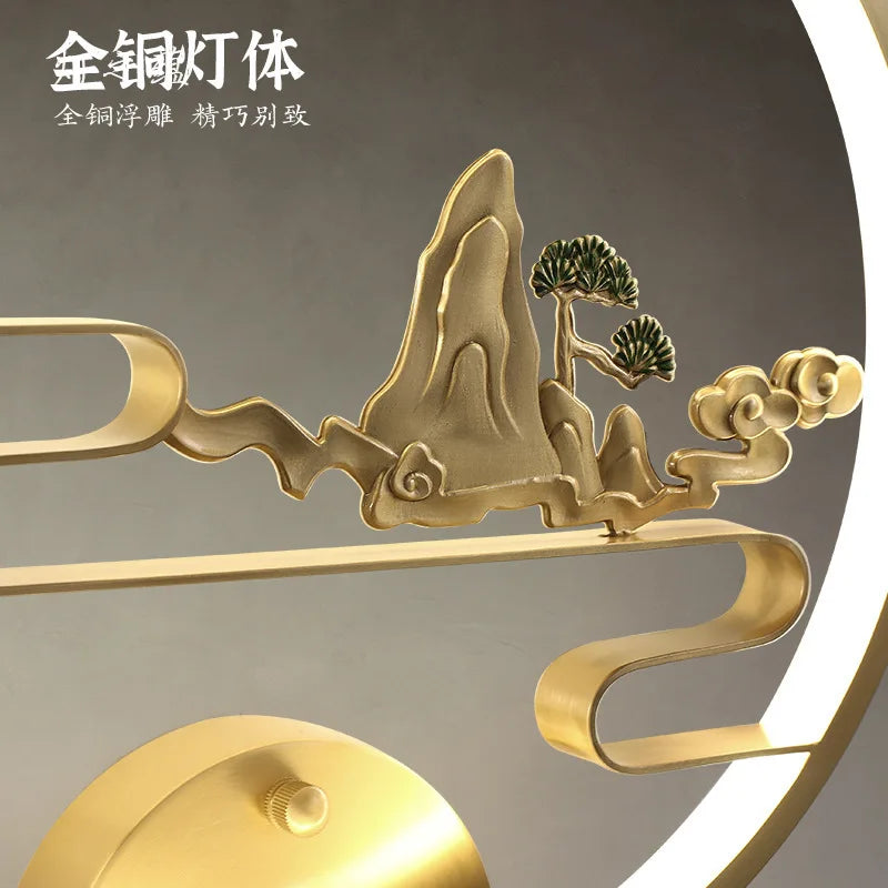 applique murale led traditionnelle chinoise en cuivre pour intérieur décoratif - vue 4 sur 10