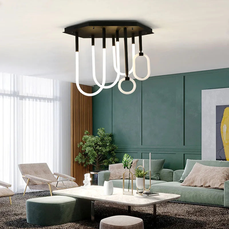 lustre nordique ligne combinaison lumière minimaliste moderne dimmable led