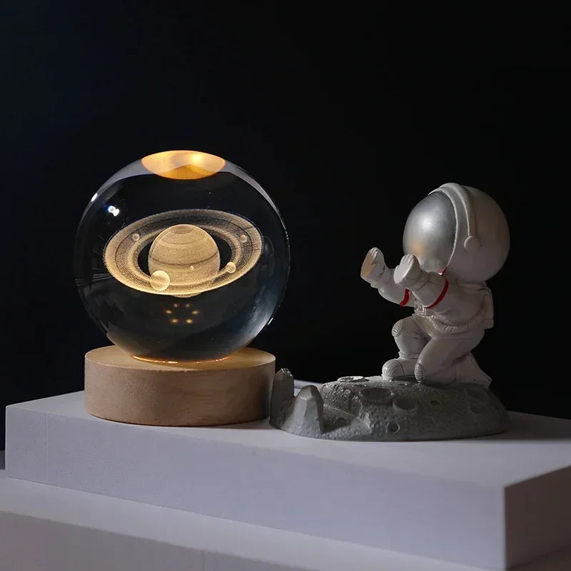 boule de cristal 3D système solaire planète lumineuse cadeau passionnés espace - vue 8 sur 10