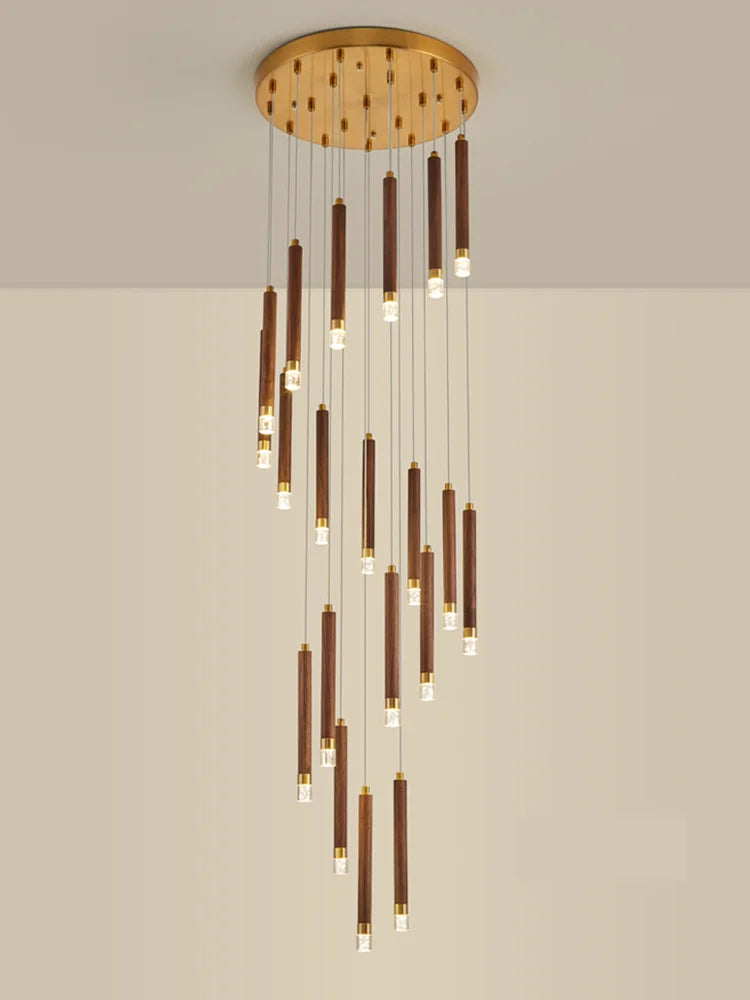 lustre led moderne en noyer pour duplex nordique simple