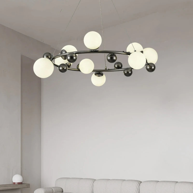lampe suspendue nordique en métal et verre décorative avec fil réglable - vue 4 sur 13