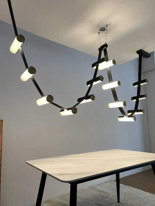 lustre en cuir nordique design pour éclairage suspendu décoratif - vue 4 sur 6