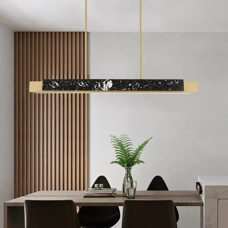 Lustre design style marbre moderne de luxe minimaliste longue bande - vue 5 sur 8