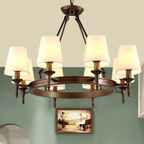 lustre américain rétro maison intérieur salon salle à manger décor plafond tissu abat-jour Lampara techo - vue 3 sur 14