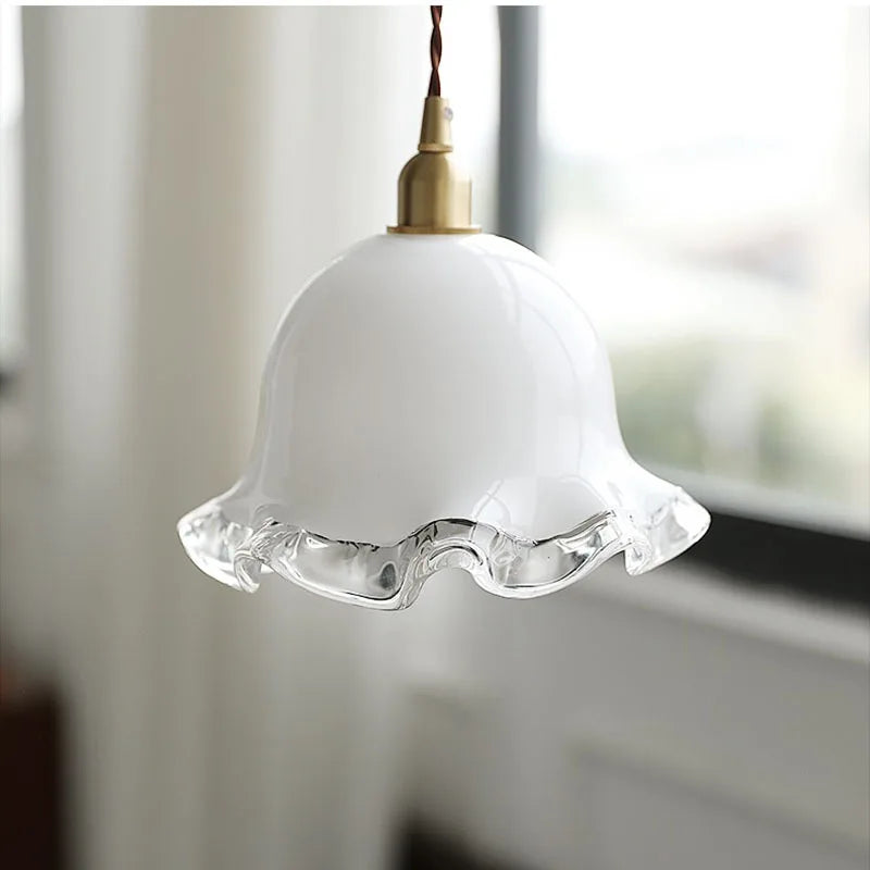 lustre vintage en forme de bourgeons de fleurs en verre nordique - vue 6 sur 7