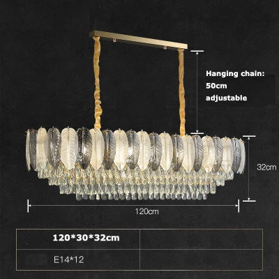lustre suspendu led art déco en cristal et plumes blanches et grises - vue 14 sur 17