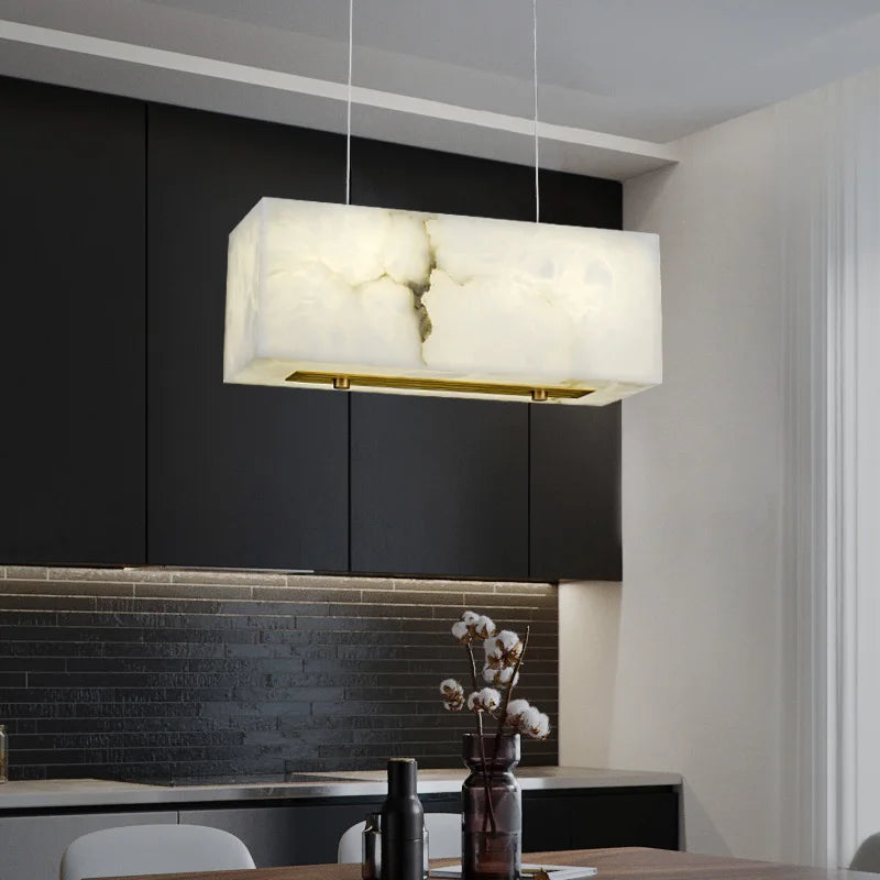 lustre minimaliste en marbre et cuivre pour espaces modernes - vue 4 sur 7