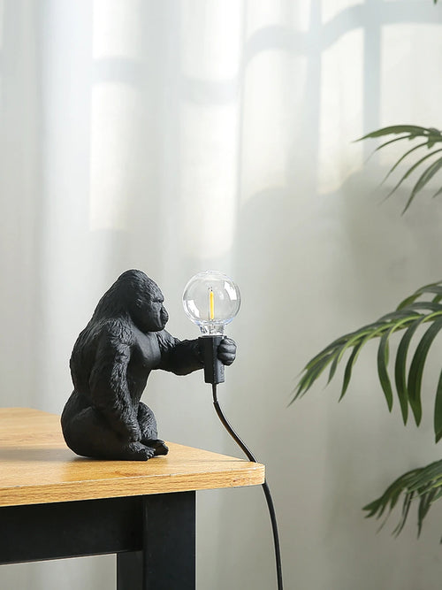 lampe à poser nordique king kong en résine personnalisable animaux - vue 13 sur 15
