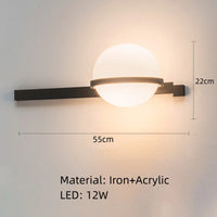 Applique murale LED moderne acrylique métal noir