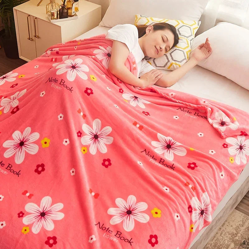 Plaid polaire doux à carreaux motif floral été