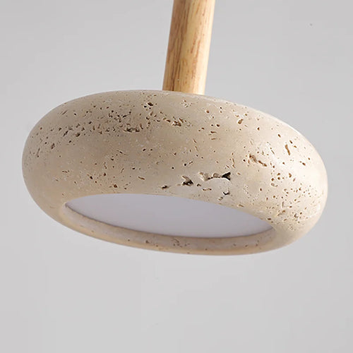 lustre led en travertin avec suspension en pierre naturelle - vue 6 sur 6