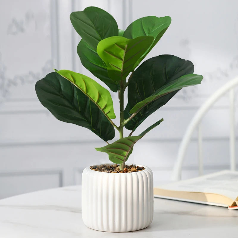 faux ficus arbre artificiel plante tropicale en plastique pour décoration intérieure - vue 2 sur 6