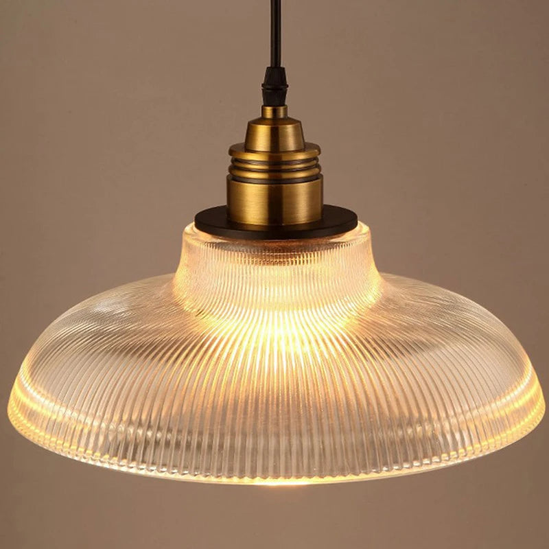 suspension Creative vintage rayure pot couverture verre lumières américain salon lampe Simple Restaurant Bar lampe LED E27 lumière - vue 7 sur 10
