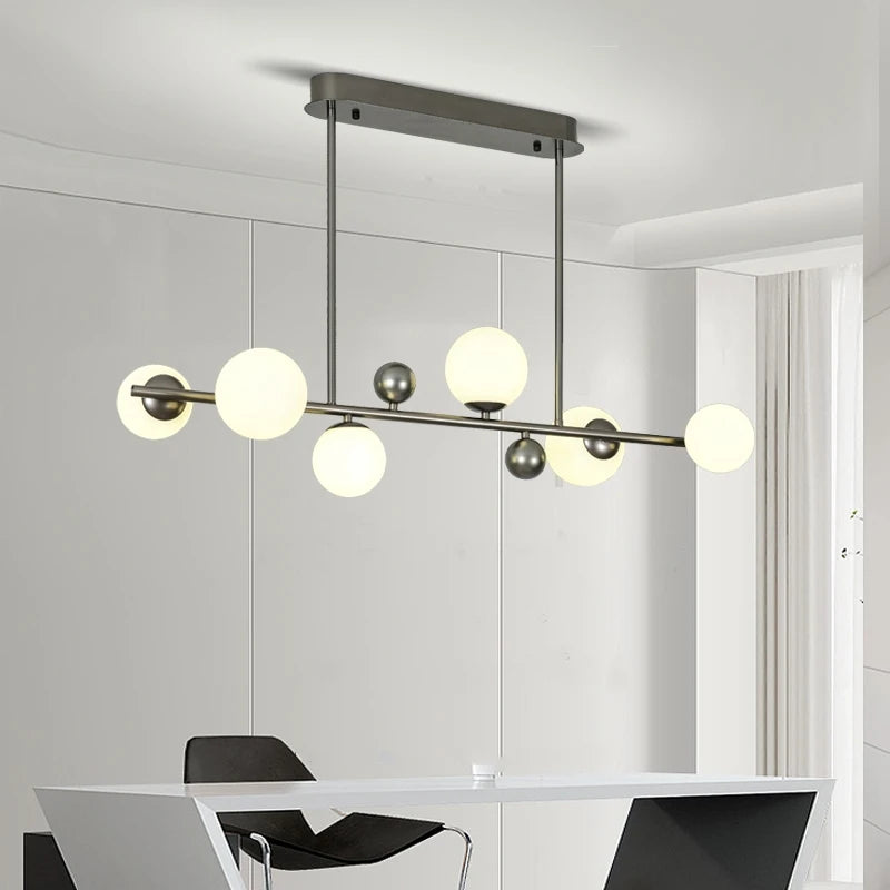 lampe suspendue nordique en métal et verre décorative avec fil réglable - vue 5 sur 13