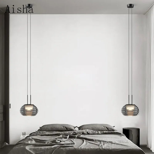 lampe de chevet suspendue design moderne en verre LED - vue 3 sur 7
