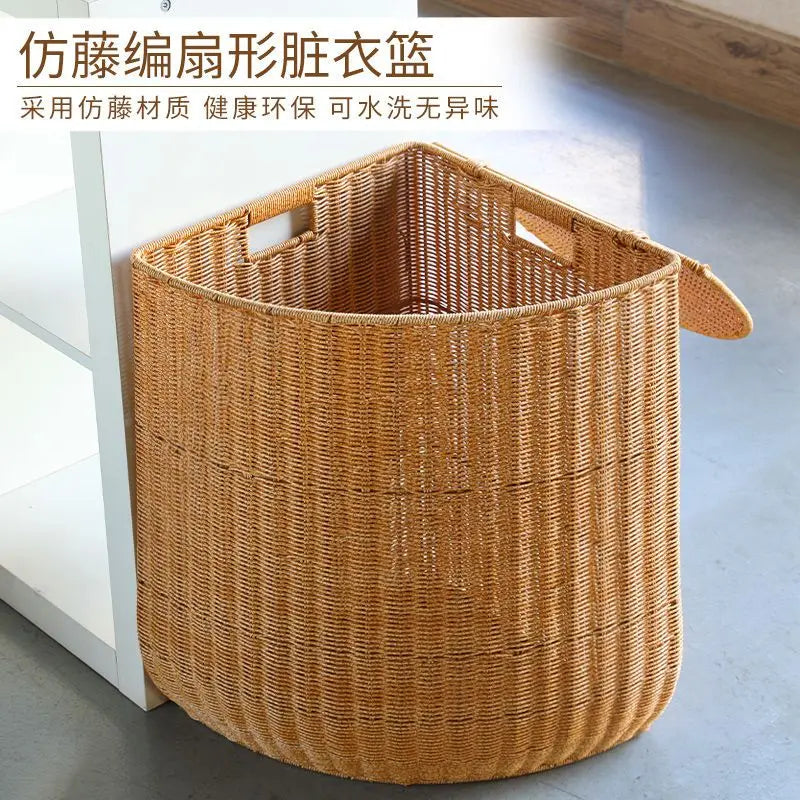 panier dangle tissé pour linge et rangement maison - vue 6 sur 14