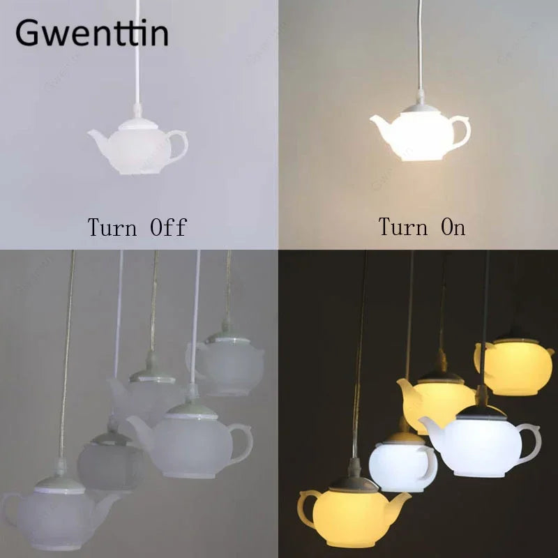 suspension théière moderne à led pour décoration intérieure nordique - vue 3 sur 7