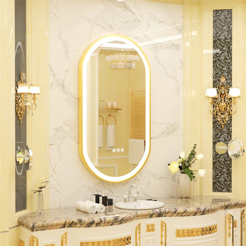 grand miroir oval à led avec éclairage intensité variable et antibuée - vue 8 sur 8