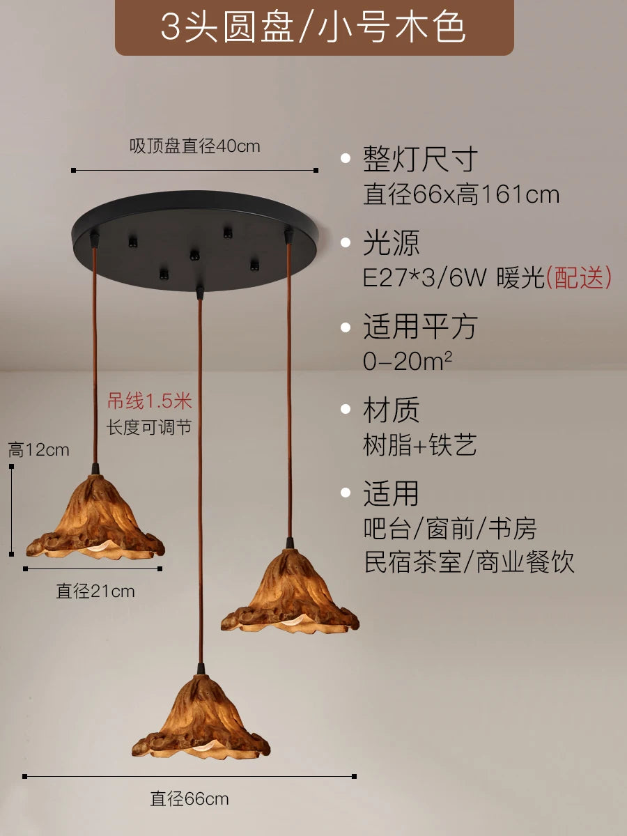 suspension lotus en résine style wabi-sabi zen vintage pour intérieur - vue 15 sur 19