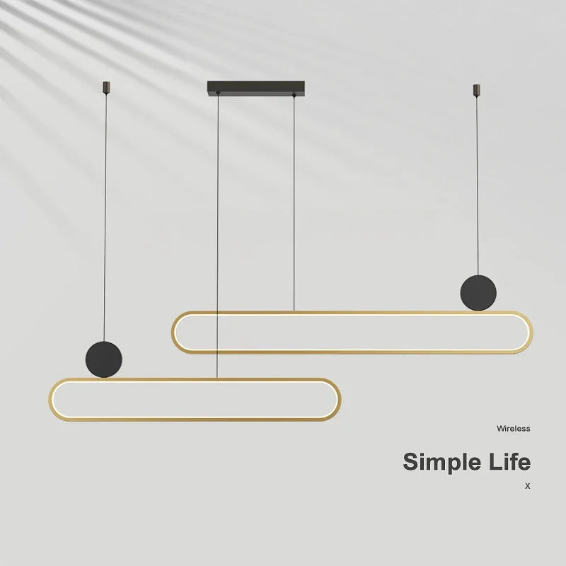 Modern and simple LED dining room chandelier, Nordic gold living room, kitchen lights, bar, meeting room decorative lighting - vue 3 sur 16