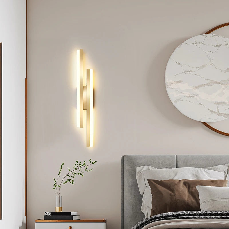 Applique murale à longue bande de luxe lampes créatives pour chambre à coucher lampe de chevet Design Simple moderne nordique salon TV applique murale - vue 5 sur 10