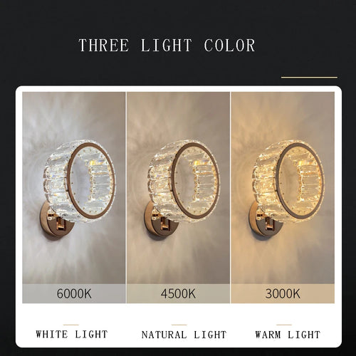 applique murale led ronde moderne en cristal de luxe - vue 7 sur 8