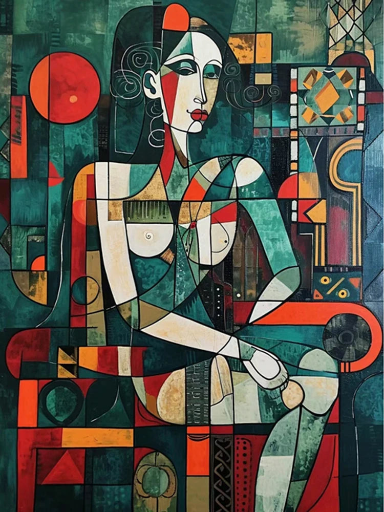 peinture au diamant femme abstraite style picasso 5D kit broderie mosaïque
