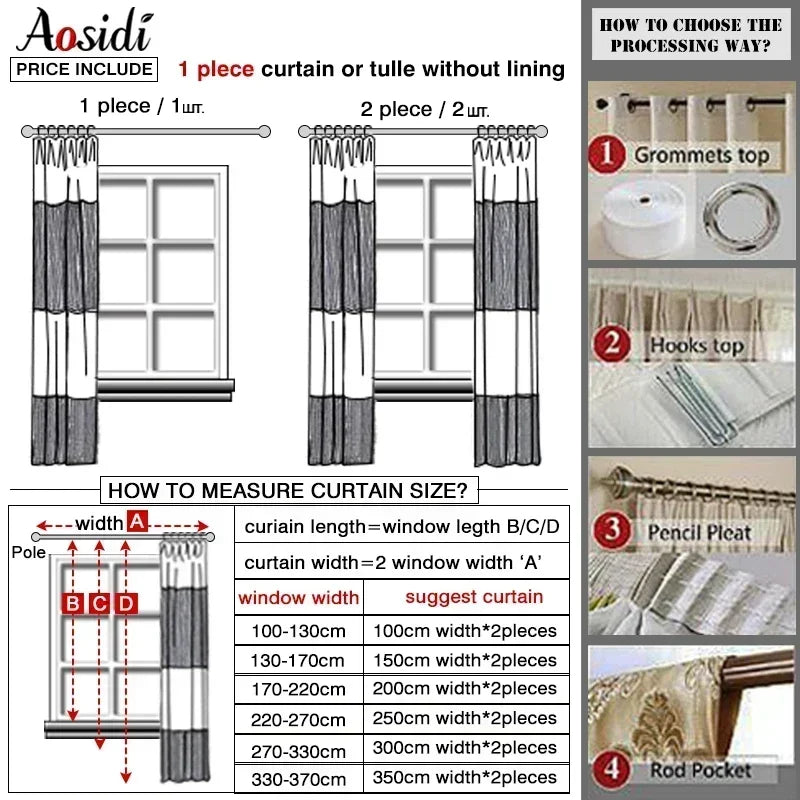 Voilage tulle brodé motifs géométriques rayés salon chambre - vue 7 sur 7