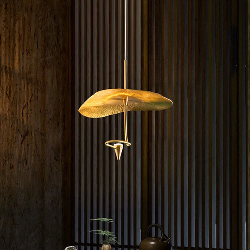 lustre art déco led en cuivre avec fil réglable - vue 3 sur 10