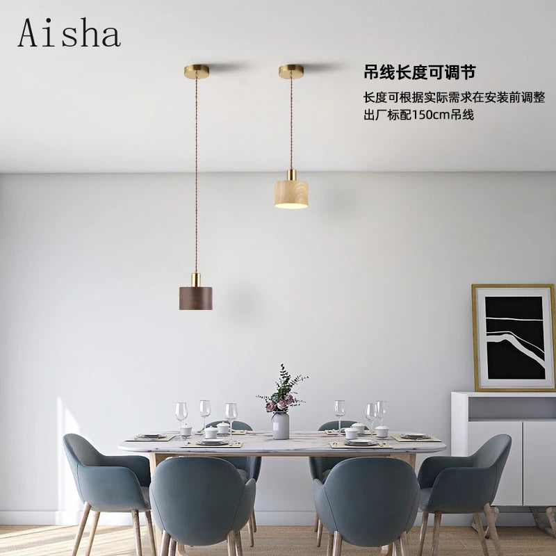 lampe de chevet japonaise wabi-sabi en fer et bois de noyer - vue 4 sur 10