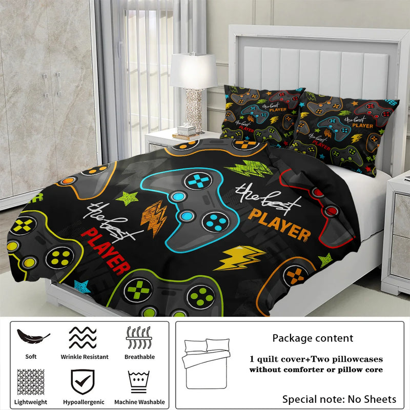 ensemble de literie manette de jeu 3 pièces pour adolescents et adultes