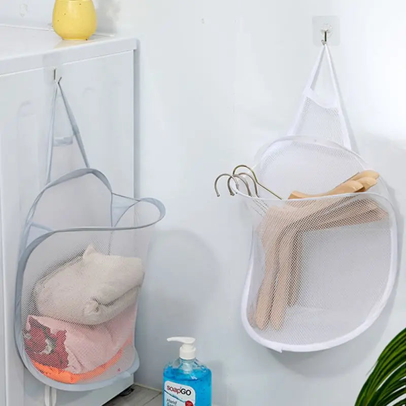 panier à linge pliable pour vêtements sales et rangement suspendu - vue 4 sur 7