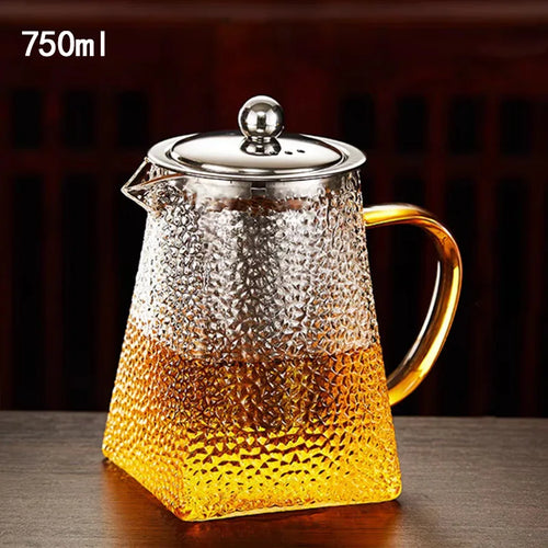 theiere verre martelee avec filtre inox resistante chaleur