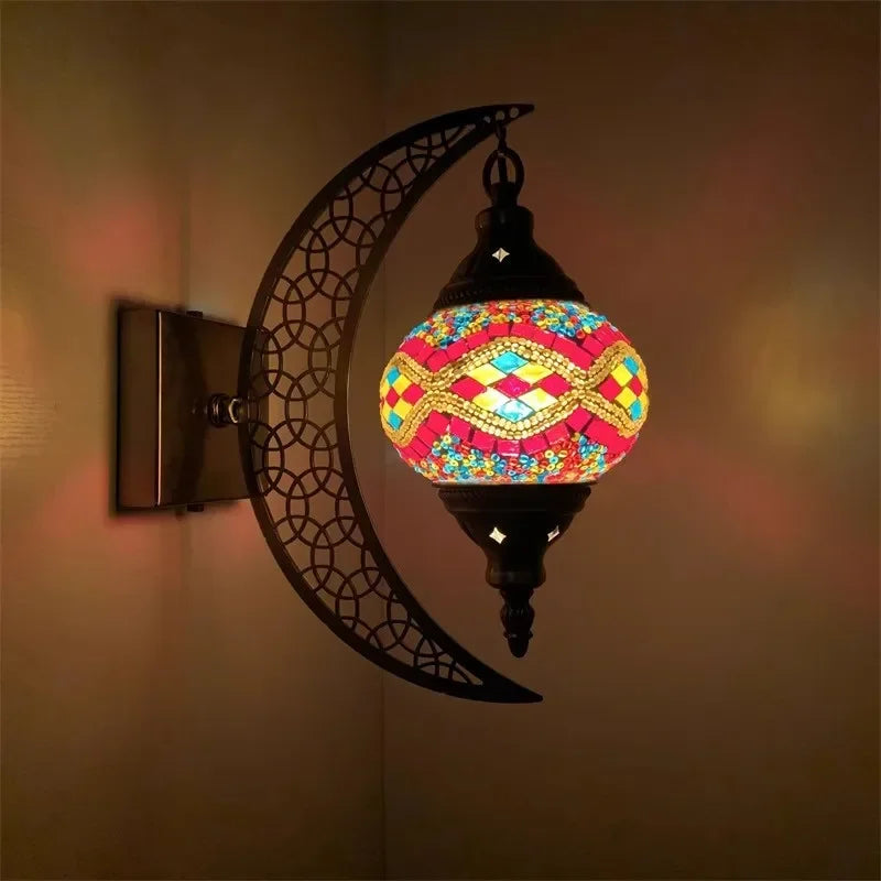 applique murale rétro bohème en forme de lune décorative artisanale - vue 8 sur 14