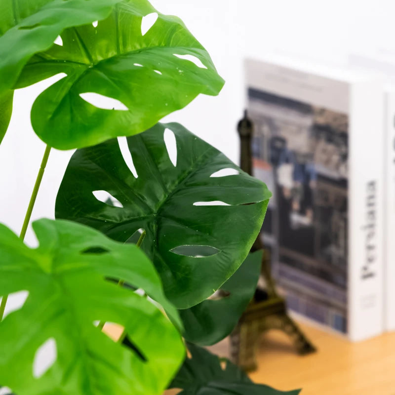 grandes plantes artificielles palmier tropical feuilles de monstera déco extérieure - vue 6 sur 7