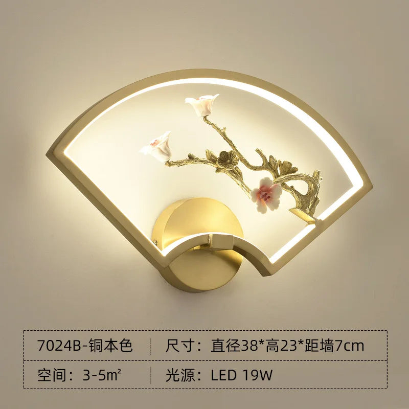 applique murale led traditionnelle chinoise en cuivre pour intérieur décoratif - vue 8 sur 10
