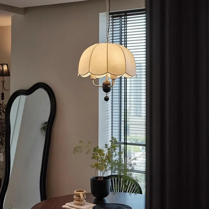 lustre rétro en tissu lumineux pour décoration intérieure - vue 4 sur 12