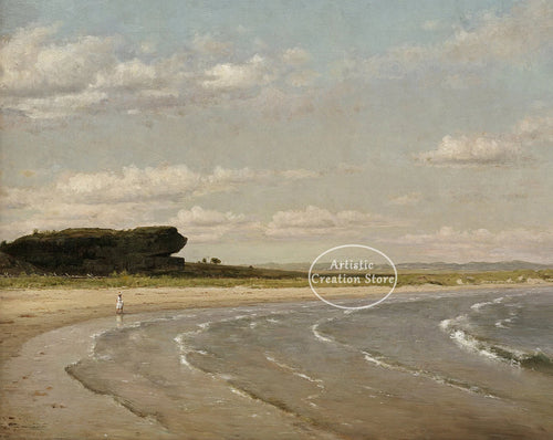 peinture à l'huile paysage marin vintage décor mural côtier méditerranéen