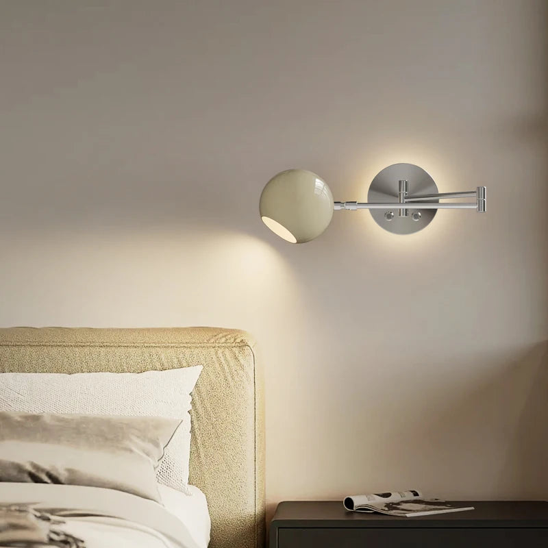 lampe de lecture murale style crème bras oscillant bauhaus interrupteur tactile - vue 5 sur 10