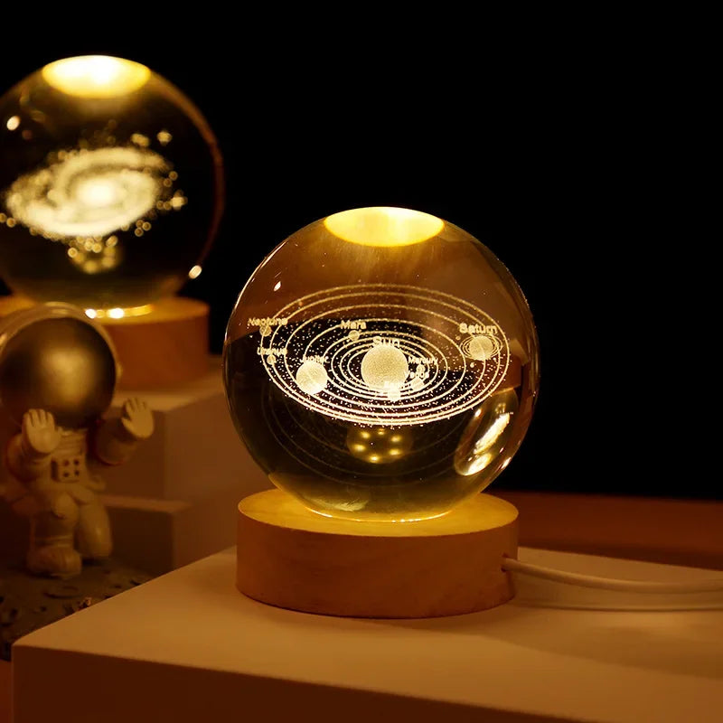 boule de cristal 3D système solaire planète lumineuse cadeau passionnés espace - vue 7 sur 10