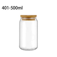 Tasse verre canette couvercle bambou paille borosilicate