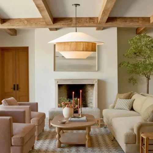 suspension en tissu vintage style campagnard en corde de chanvre