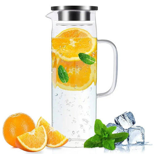 Pichet en verre avec infuseur et couvercle hermetique