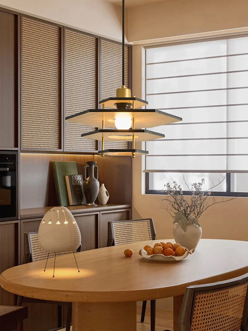 lustre en bois massif style médiéval pour restaurant et bar - vue 2 sur 10